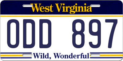 WV license plate ODD897