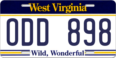 WV license plate ODD898