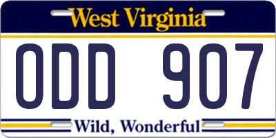 WV license plate ODD907