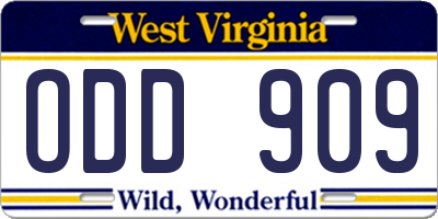 WV license plate ODD909