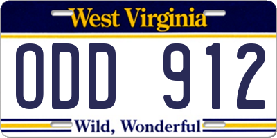 WV license plate ODD912