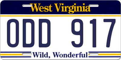 WV license plate ODD917