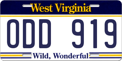 WV license plate ODD919