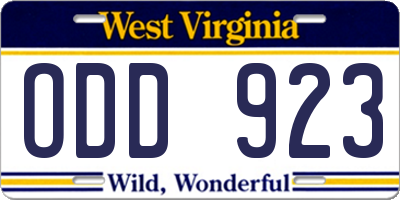 WV license plate ODD923