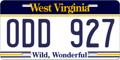 WV license plate ODD927