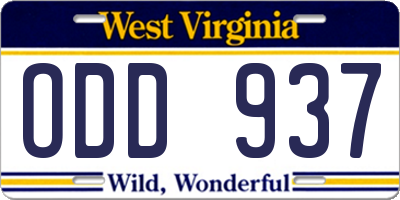 WV license plate ODD937
