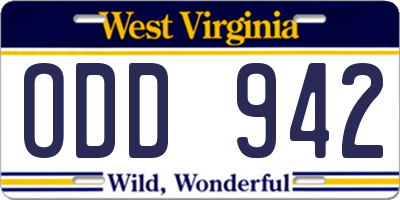 WV license plate ODD942