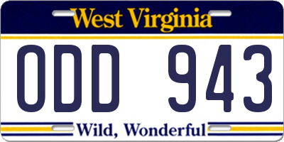 WV license plate ODD943