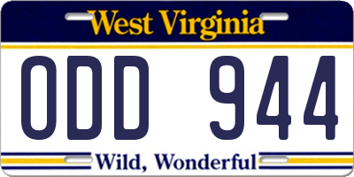 WV license plate ODD944