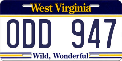 WV license plate ODD947