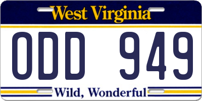 WV license plate ODD949
