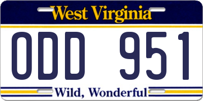WV license plate ODD951