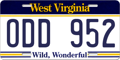 WV license plate ODD952