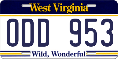 WV license plate ODD953