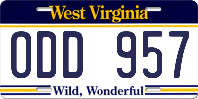 WV license plate ODD957