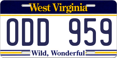 WV license plate ODD959