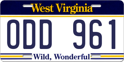 WV license plate ODD961
