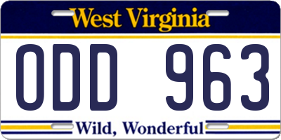 WV license plate ODD963