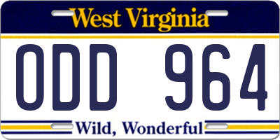 WV license plate ODD964