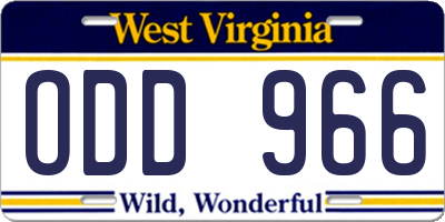 WV license plate ODD966