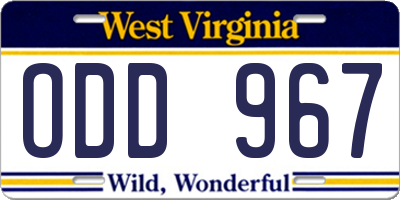 WV license plate ODD967