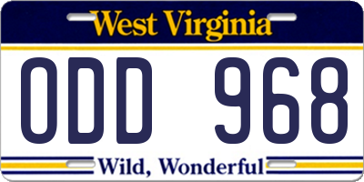 WV license plate ODD968