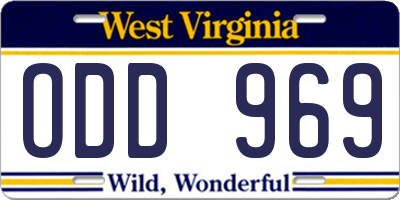 WV license plate ODD969