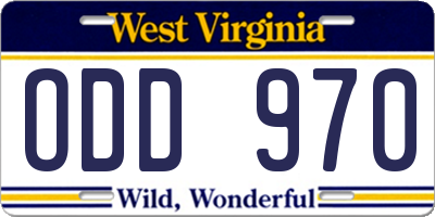 WV license plate ODD970
