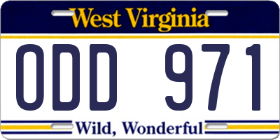 WV license plate ODD971