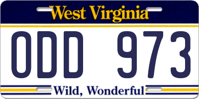 WV license plate ODD973