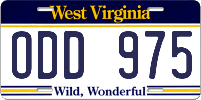 WV license plate ODD975