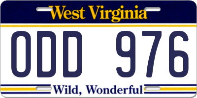 WV license plate ODD976