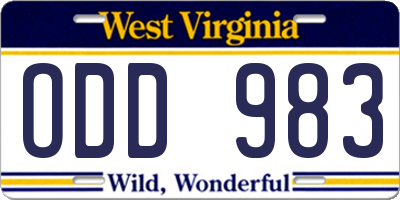WV license plate ODD983