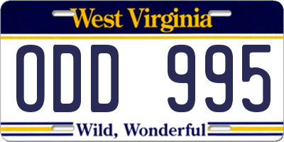WV license plate ODD995