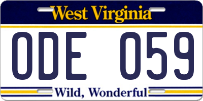 WV license plate ODE059