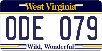 WV license plate ODE079