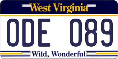 WV license plate ODE089