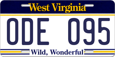 WV license plate ODE095