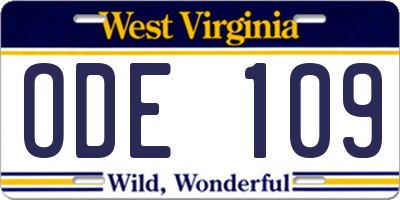 WV license plate ODE109