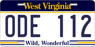 WV license plate ODE112
