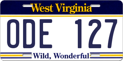 WV license plate ODE127