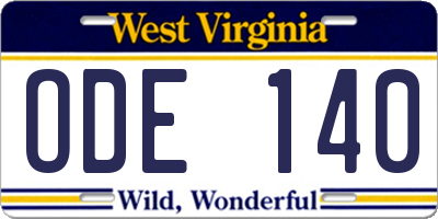 WV license plate ODE140