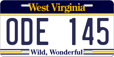 WV license plate ODE145