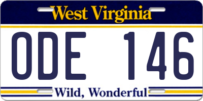 WV license plate ODE146