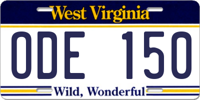 WV license plate ODE150