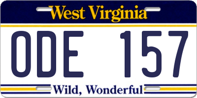 WV license plate ODE157