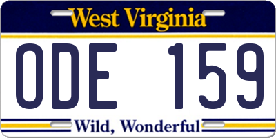 WV license plate ODE159