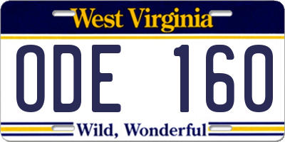 WV license plate ODE160
