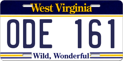WV license plate ODE161