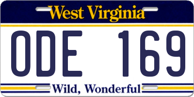 WV license plate ODE169